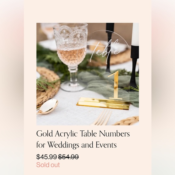 Gold Acrylic Number Sign 20 count - Picture 14 of 14
